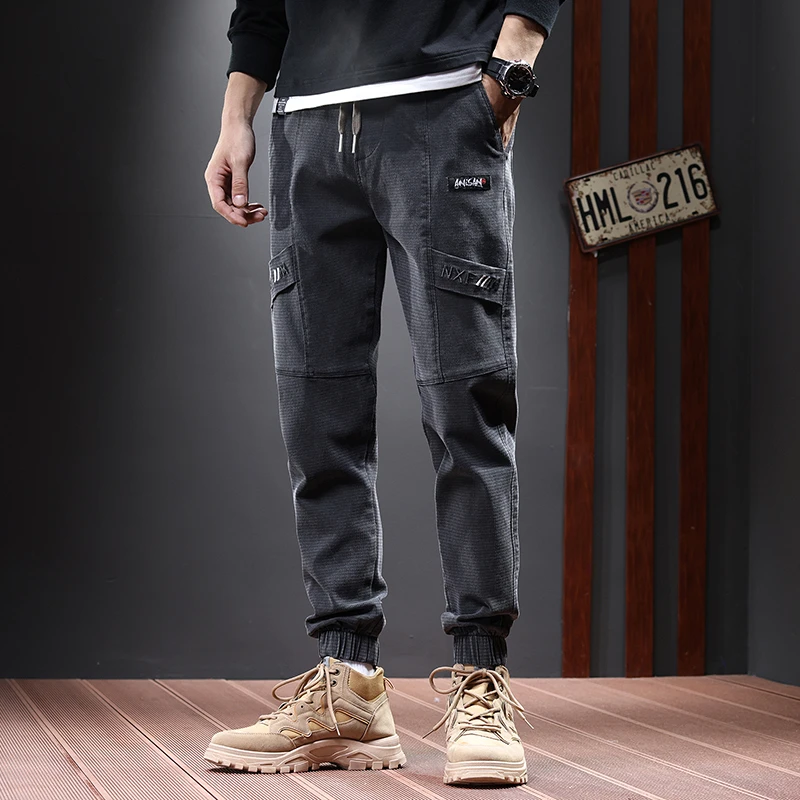 春夏休闲裤男宽松大码弹力日系潮牌束脚哈伦裤子休闲百搭男士长裤