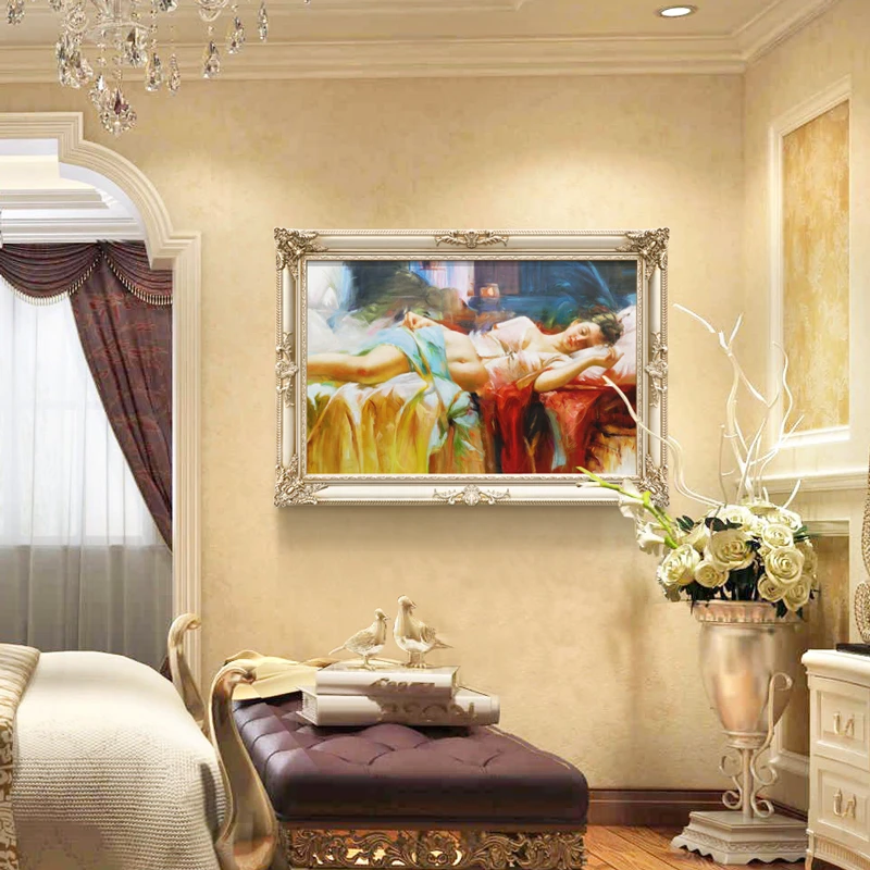 璇美 卧室装饰画欧式床头挂画睡美人宫廷人物油画别墅酒店壁画