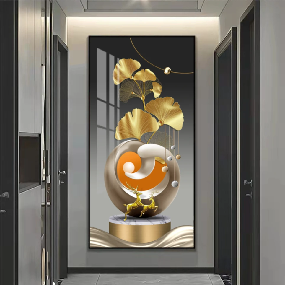 《家大业大》入户玄关装饰画现代过道走廊尽头壁画-晶瓷镶钻工艺