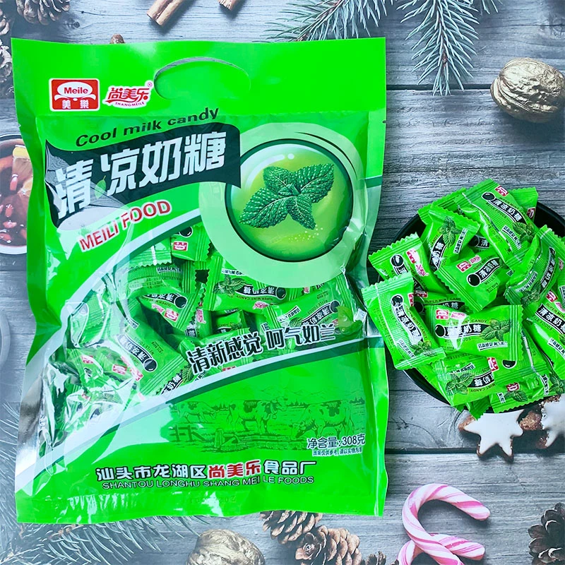 尚美乐清凉奶糖308g克 薄荷味奶糖果 80后儿时怀旧休闲零食品网红