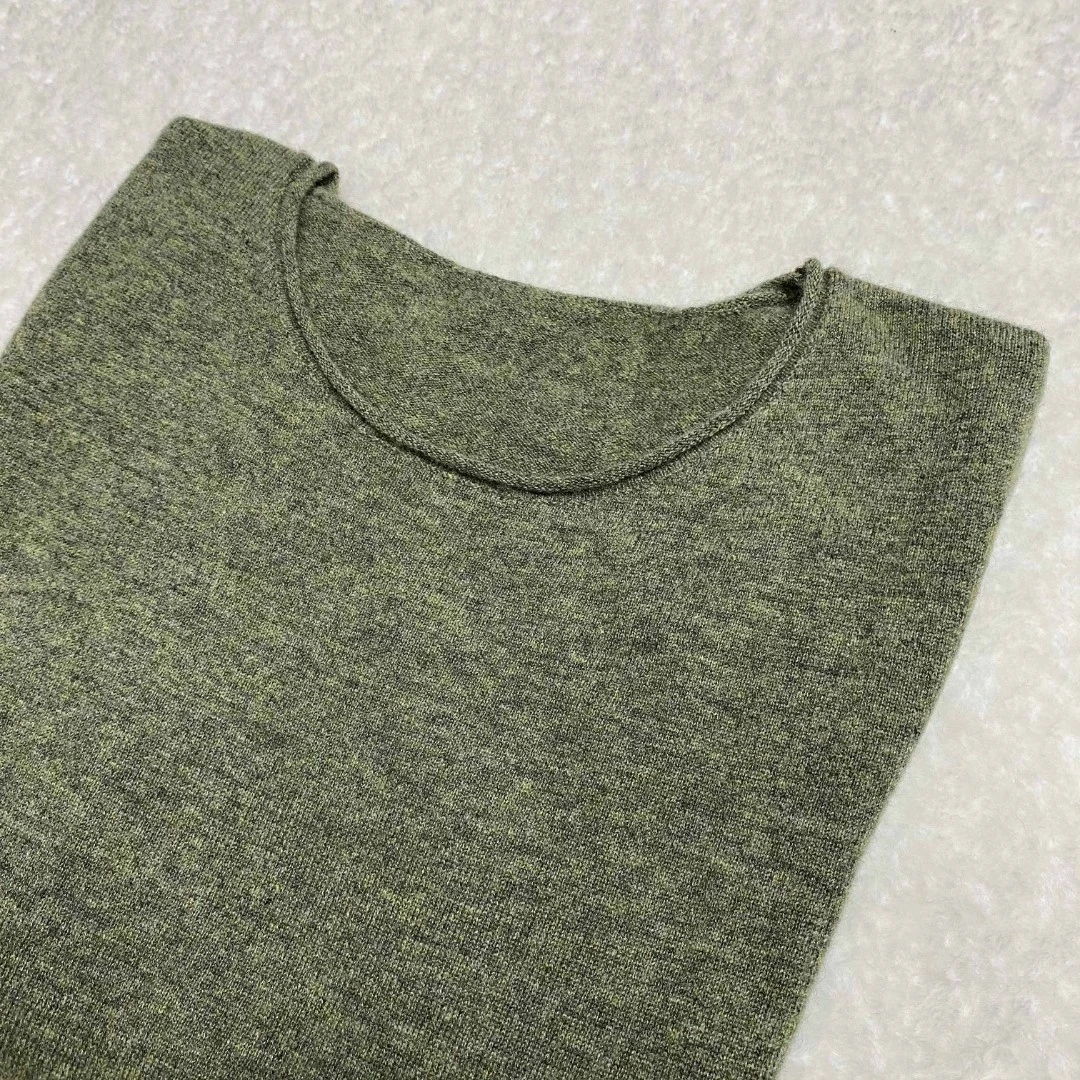 女款36支卷边低圆领短袖针织纯山羊绒衫(2302)