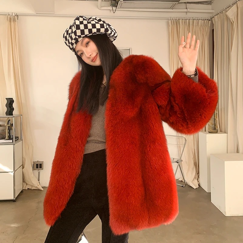北麋圣诞奇妙夜 整皮狐狸毛毛外套女中长款年轻大衣女冬外套  902