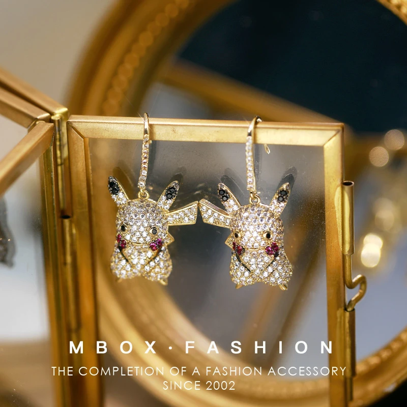 铜合金合成锆石耳饰  QC 皮卡丘 耳环DHSC02500