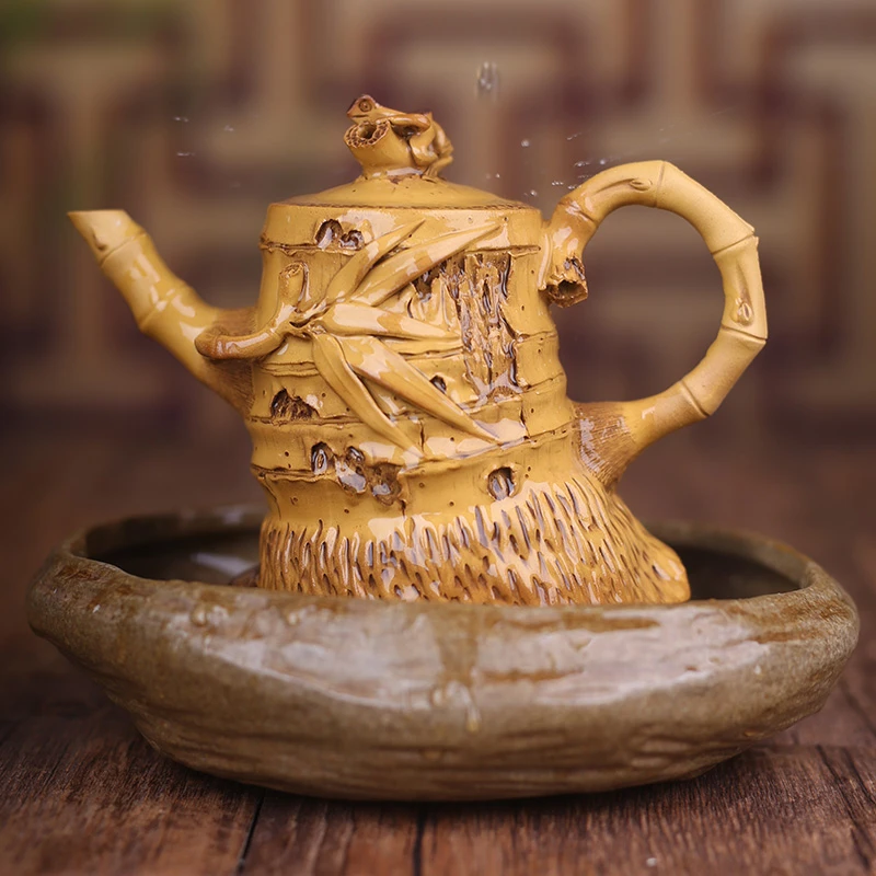 宜兴原矿紫砂壶名家陈东铸全手工雕刻仿生器佳节作品茶壶直播看壶