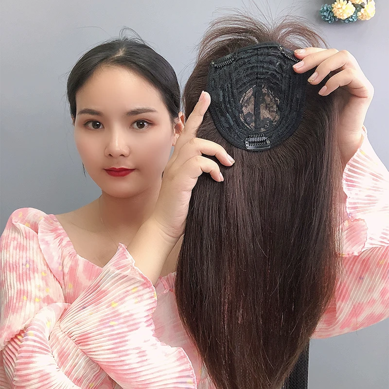 真人发丝大面积补发块增加发量遮白发透气一片式假发隐形假发片