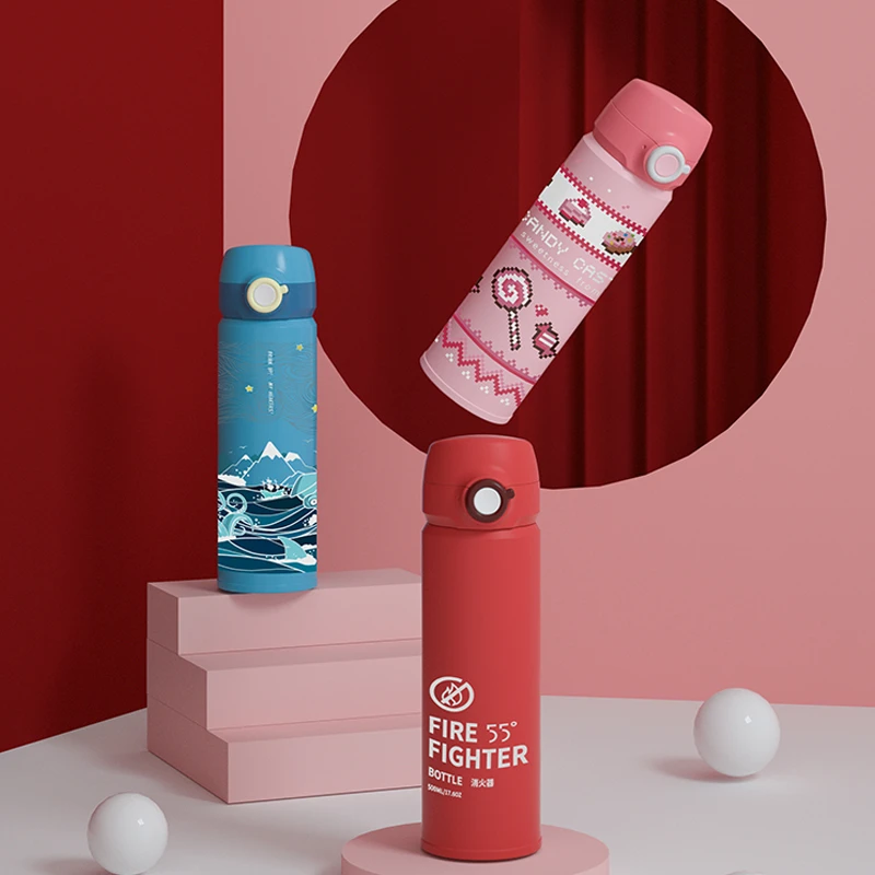 LKK55度趣味弹盖保温杯 500ml