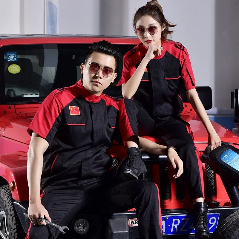 佲君佩夏季工作服套装男汽车美容机修4s店汽车修理厂服短袖劳保服
