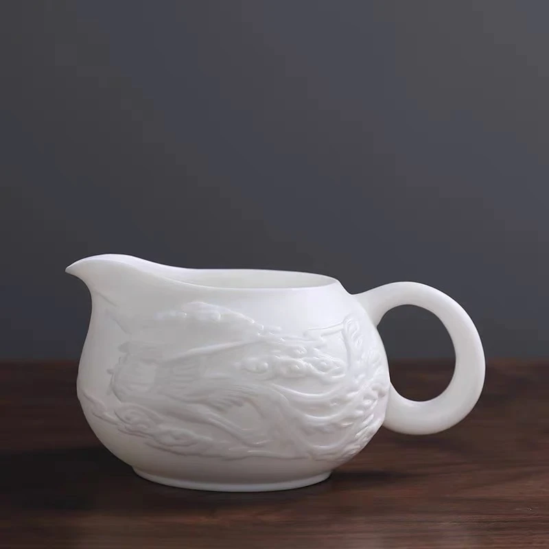 万瞬素烧陶瓷公道杯德化白瓷分 茶器羊脂玉瓷茶海 功夫茶具茶海公