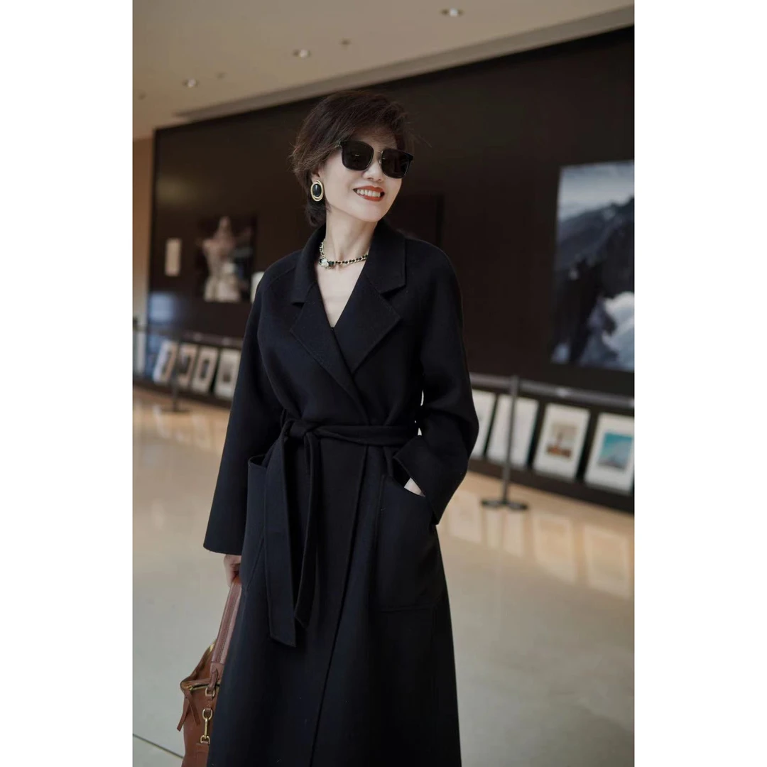 VCOS双面羊绒大口袋经典轻奢中长款大衣（两个色）