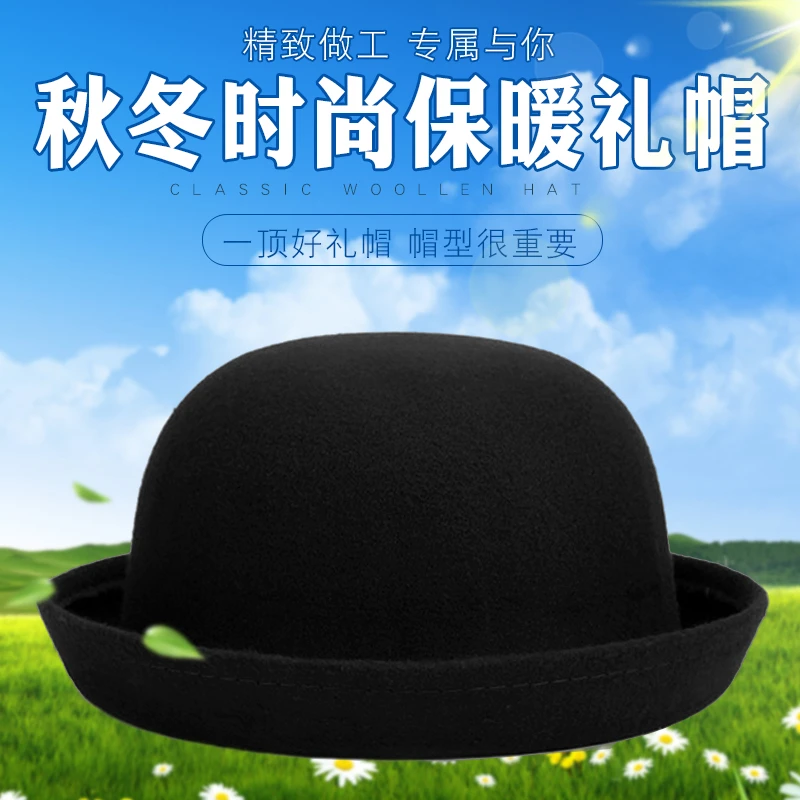 帽子女秋冬可爱猫耳朵帽简约时尚保暖礼帽户外休闲纯色卷边小圆帽