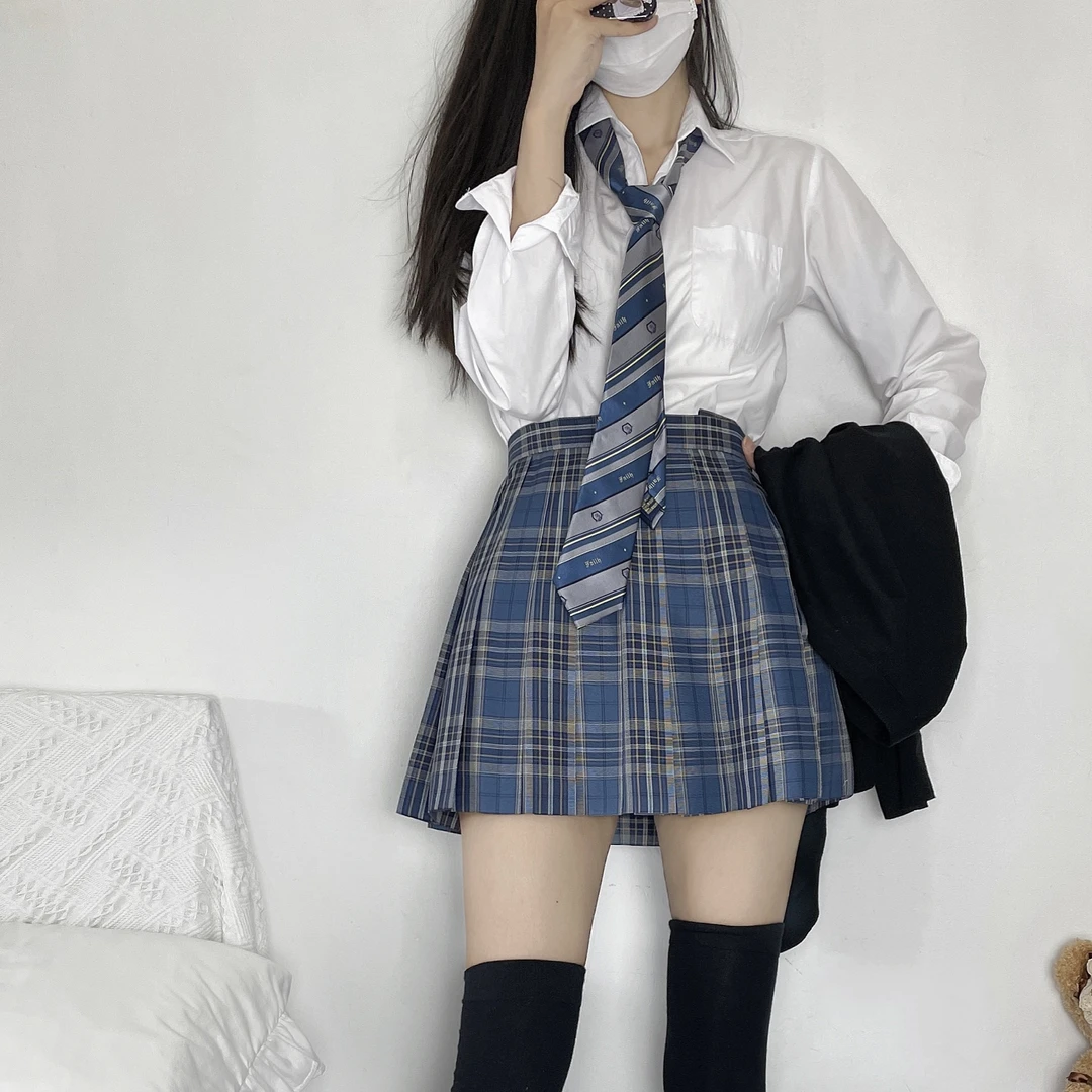 心脏地震 格裙+领结 川海 格裙JK制服日系春夏百褶裙半身裙