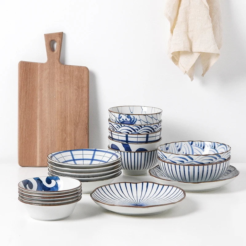 HASAMI-YAKI/波佐见烧进口餐具清秀碗盘网红釉下彩家用创意两只装