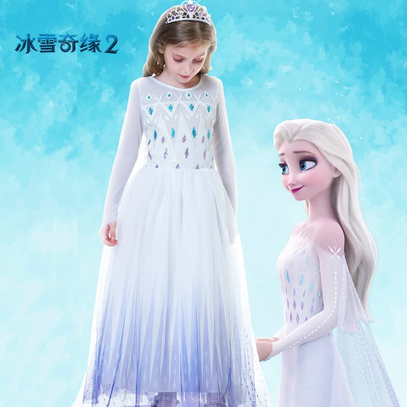 冰雪奇缘2电影同款爱莎公主连衣裙子艾莎女王礼服小女孩新款春装