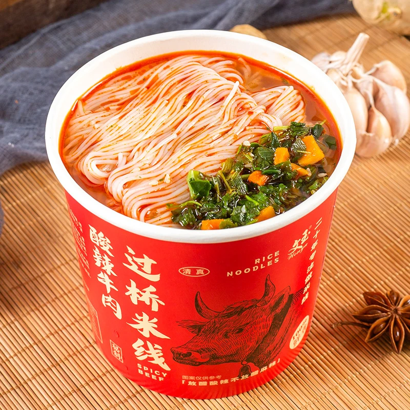 【加麻加辣】文玉酸辣牛肉米线6桶装速食冲泡粉丝整箱过桥米线