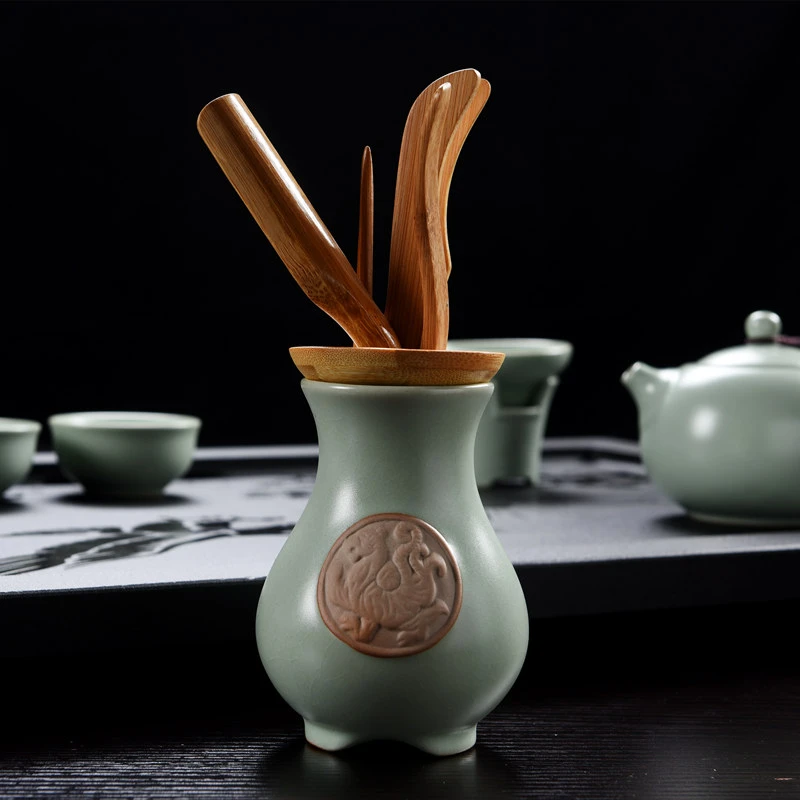 汝窑茶道六君子哥窑茶具配件陶瓷茶具茶盘配件功夫茶道套装竹茶夹