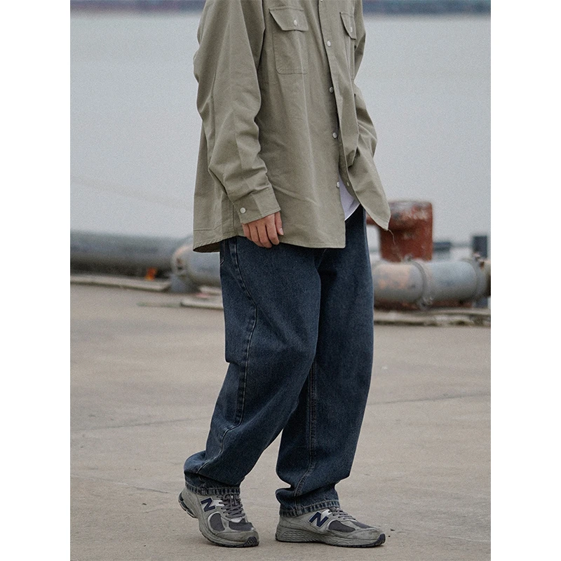 IPENNY日系重工水洗cityboy廓形微锥宽松休闲百搭直筒牛仔裤