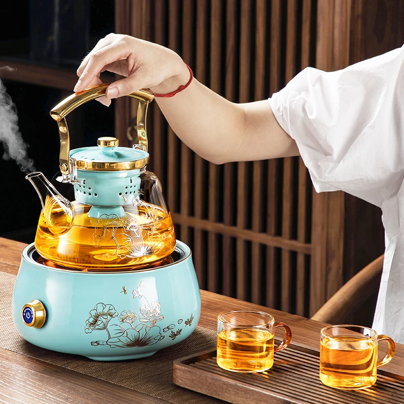 煮茶电陶炉玻璃套装家用茶具蒸汽煮茶壶中式电陶炉泡茶壶耐高温