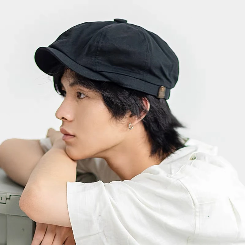 日系大头围前进帽男vintage棕色复古画家帽子潮春夏英伦报童帽男