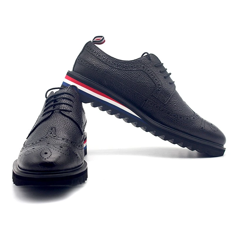 JINIWU吾倪季2025布洛克皮鞋TB男鞋潮鞋荔枝纹系带牛皮雕花德比鞋