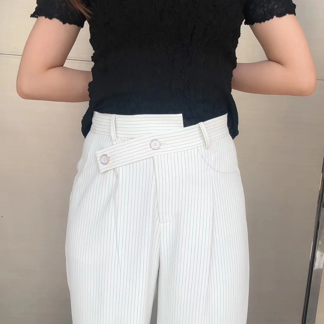 茶白解构腰头直筒裤