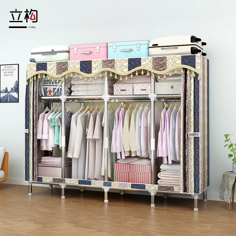 立构简易衣柜【ABS接口】加粗加厚钢管实用布衣柜多款家用出租房