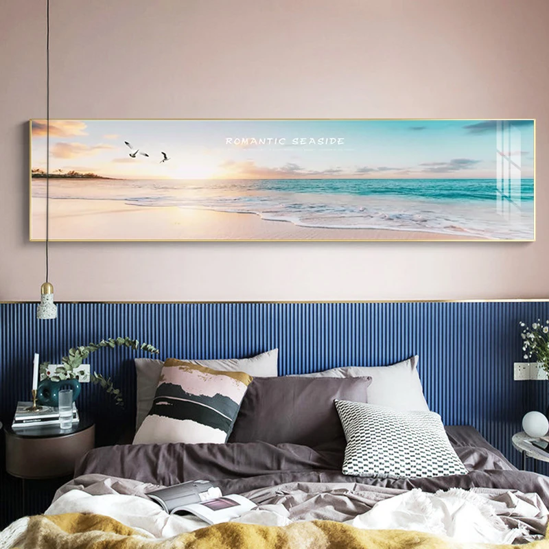 【浪漫海边】热销卧室床头装饰画现代简约墙面挂画立体镶钻晶瓷画