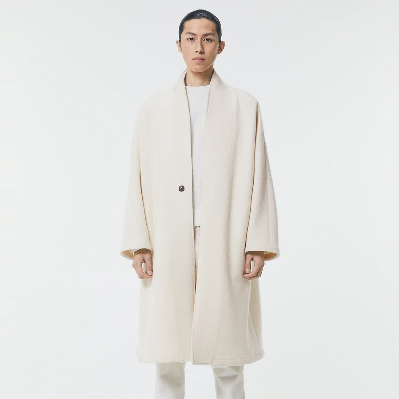 速写男装冬折扣新品呢大衣落肩袖立领宽松长款休闲外套9LA820180