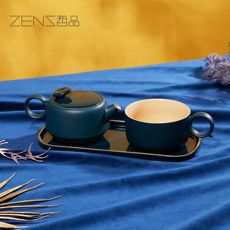 哲品满珠·壶叠杯茶具套装一壶一杯一茶盘单人功夫茶陶瓷