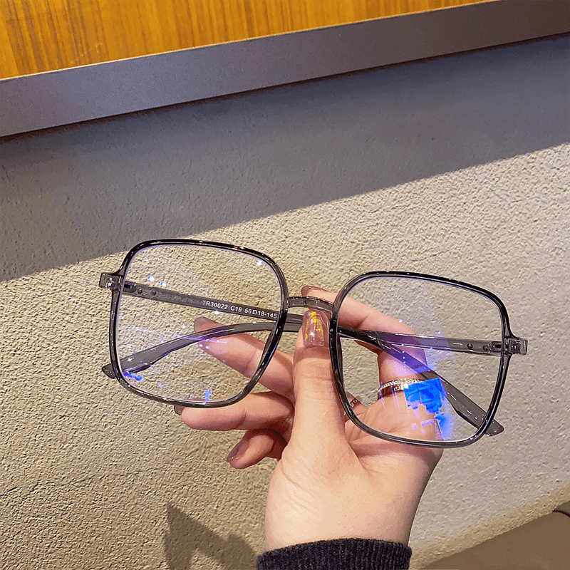 韩版ins风方形大框平光镜女大脸显瘦防辐射防蓝光眼镜框可配镜片