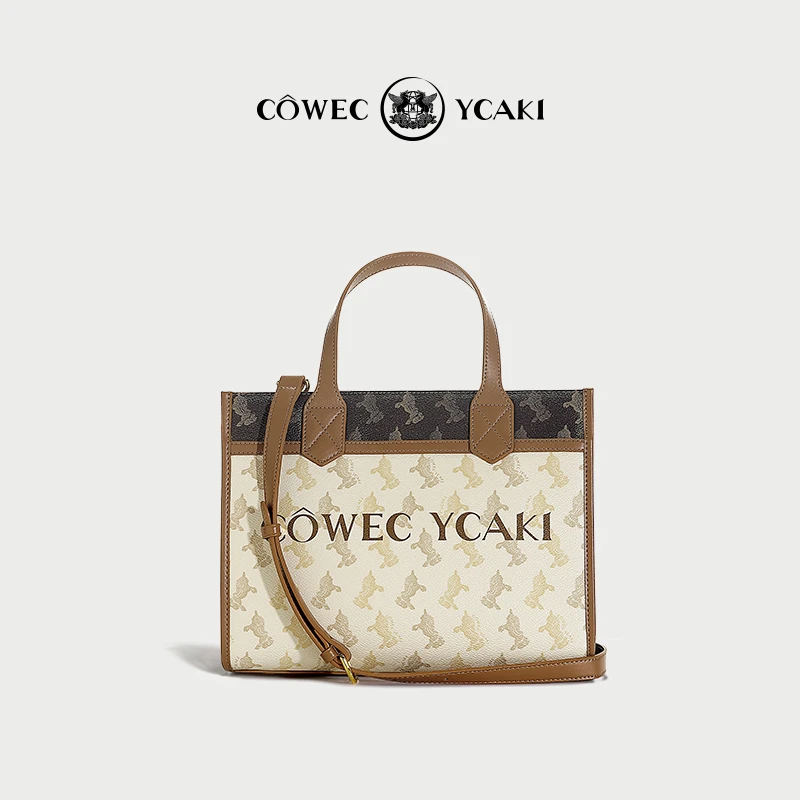 【官方正品】Cowec Ycaki包包女单肩手提包包女拼色托特大容量包z