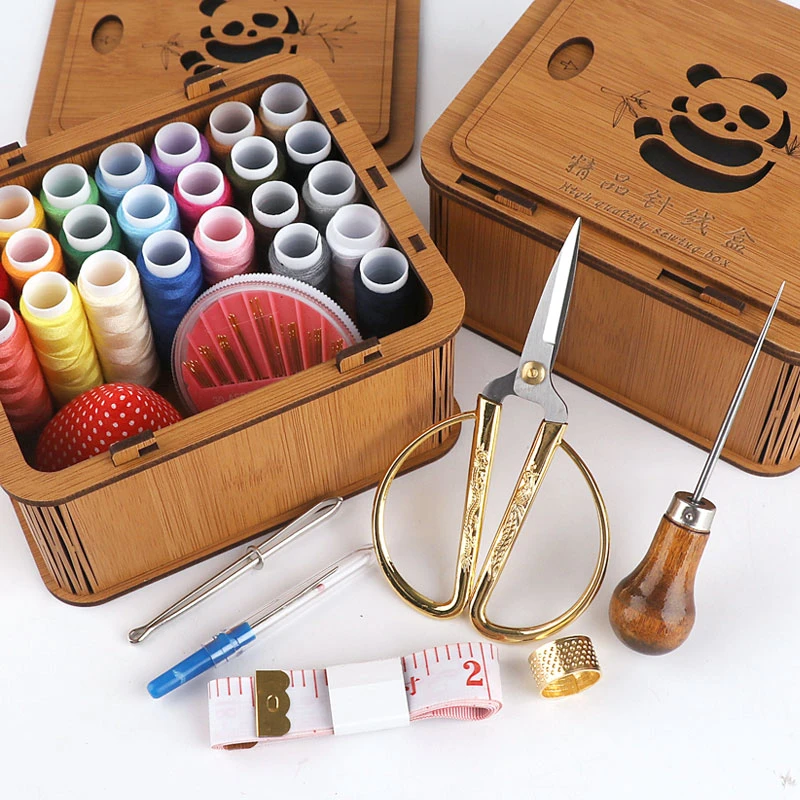 收纳实木针线包工具套装复古缝纫木质高质量好家用针线盒大号高档