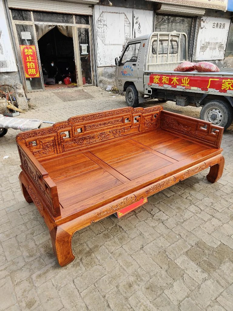 老榆木国色天香罗汉床