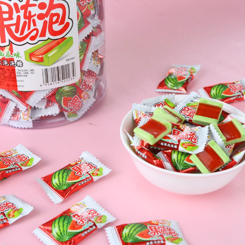 果冻泡西瓜泡泡糖 500克/桶糖果超软