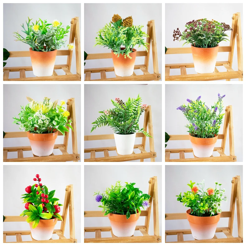 创意仿真展示绿色植物小盆栽仿真花家居室内办公室玄关装饰摆件