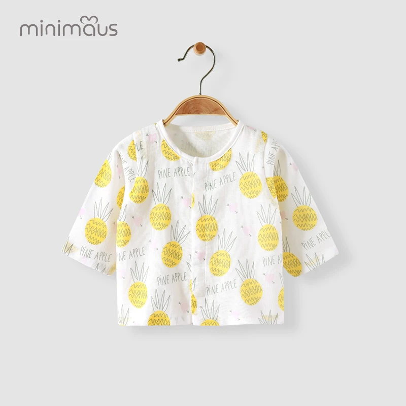 安琪小鼠 婴儿衣服夏季纯棉薄款宝宝纱布上衣儿童家居空调服睡衣