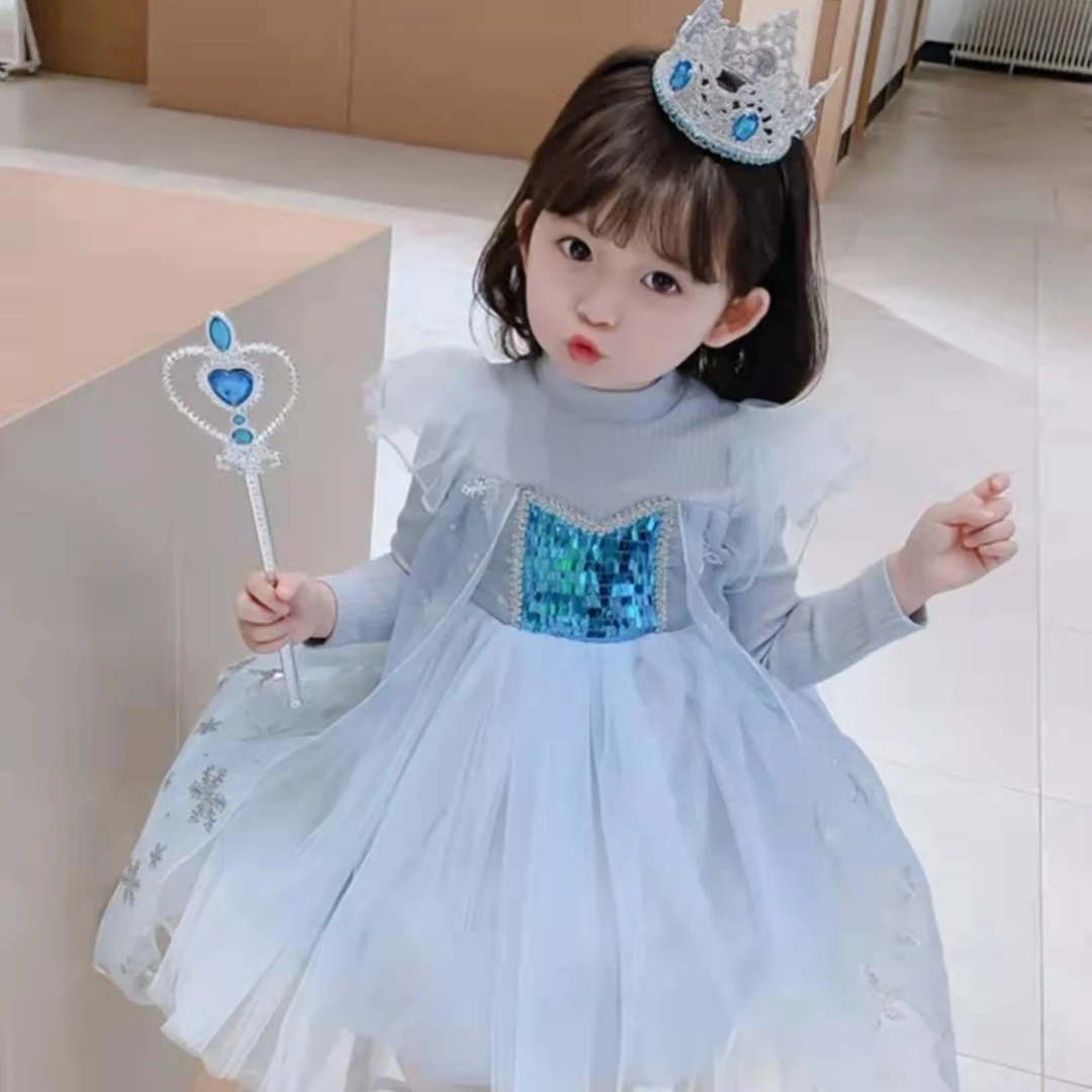爱莎公主女童爱莎连衣裙春款2021儿童春款女夏天公主裙