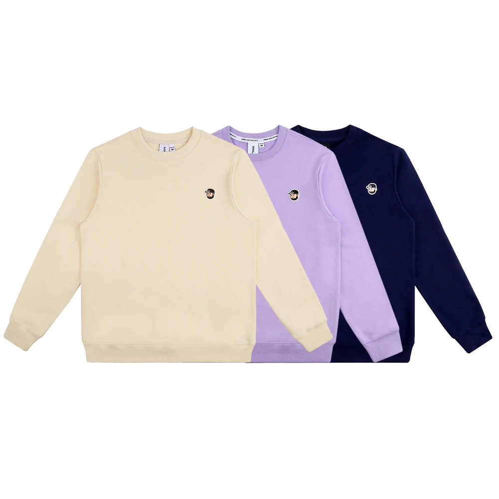 MMLABCREW MRMAI 秋冬新款潮流休闲套头圆领长袖卫衣藏青浅紫米色