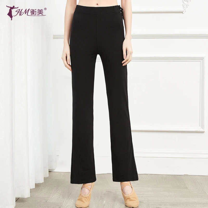 舞蹈裤练功裤女直筒微喇叭裤形体训练跳舞裤长裤黑色高腰显瘦修身