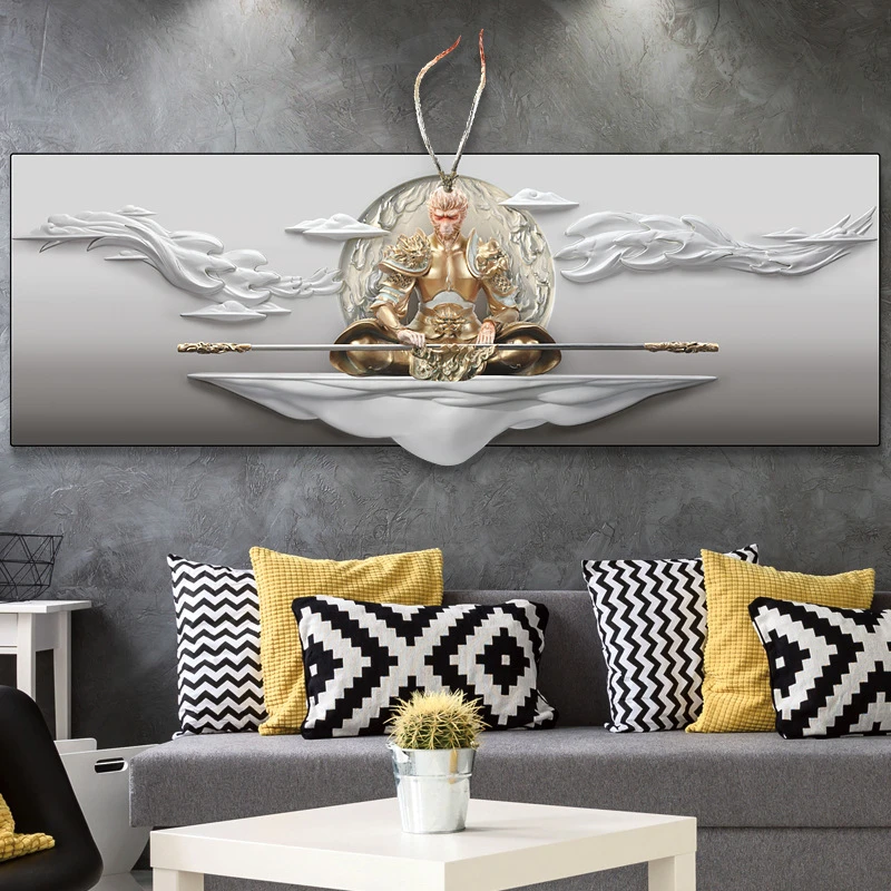孙悟空3D立体浮雕挂画壁画斗战胜佛客厅沙发背景墙装饰画齐天大圣