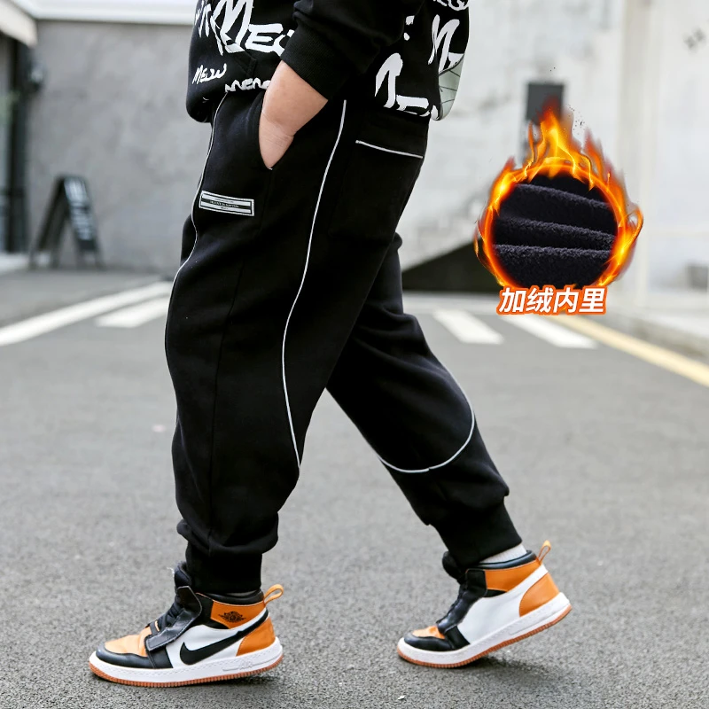 胖男童加肥加大运动裤秋冬加绒加厚大童洋气高腰休闲长裤B3KZ3205