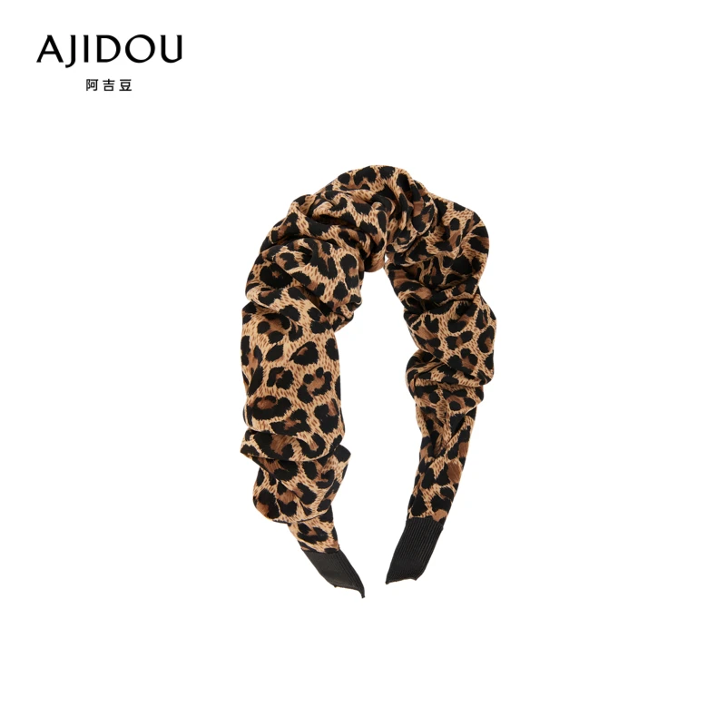 非金属布艺发饰 阿吉豆豹纹褶皱宽发箍轻奢小众设计简约经典【ZY】