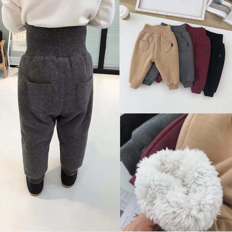 儿童棉裤加绒加厚外穿宝宝高腰护肚裤宝宝绒裤子1-6岁婴儿小童冬