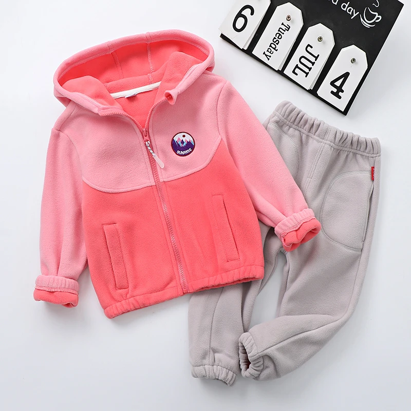 {现货发 无需预售}女童摇粒绒套装抓绒保暖