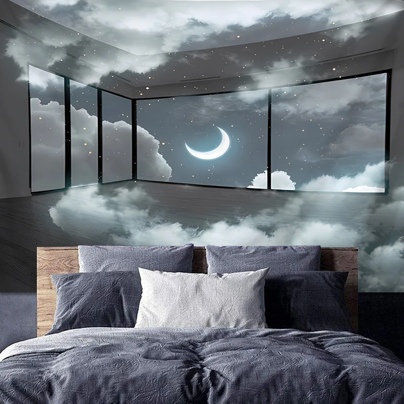 梦幻云朵背景布ins挂布卧室床头宿舍改造墙壁装饰简约画布免打孔