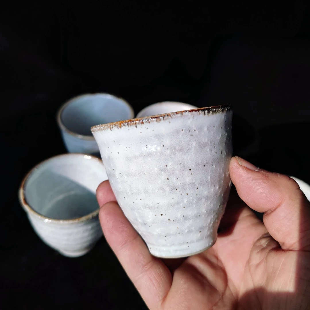 磁州窑国营邯郸五厂出口日本粉引釉茶杯/陶瓷品茗杯/创意主人杯