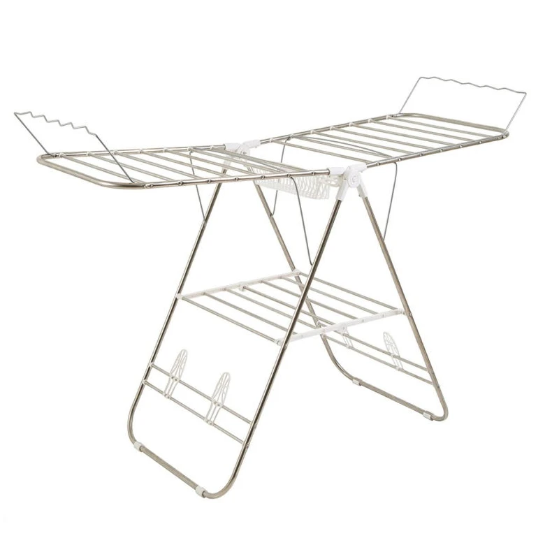 出口翼型落地晾衣架不锈钢可折叠简易移动室内外晾晒架AF-10
