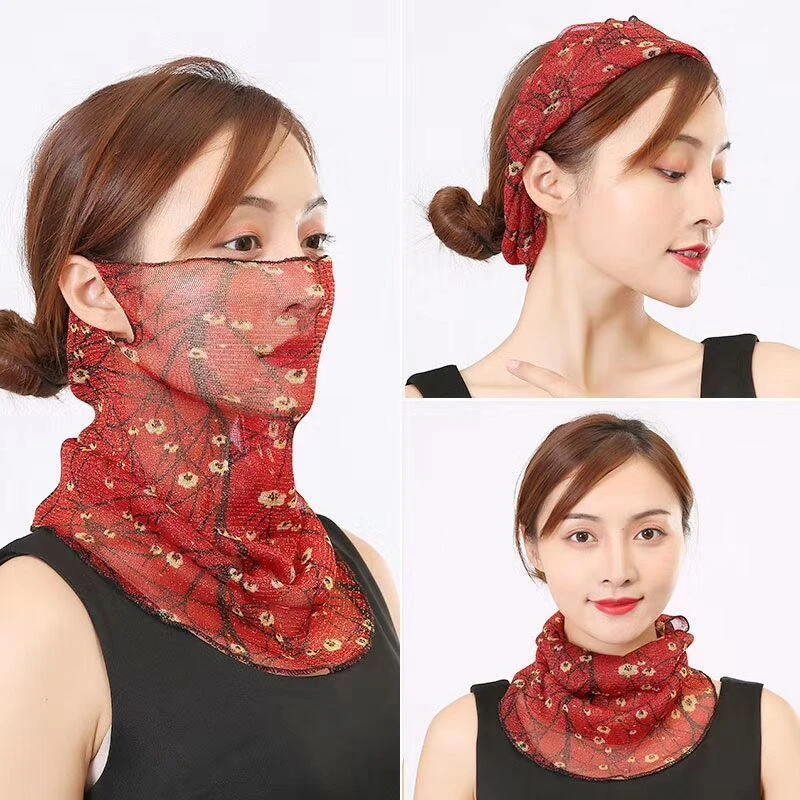 新款女夏季薄款透气百变丝巾女士时尚百搭护脸护脖多功能网纱面罩