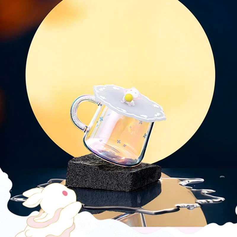 故宫文创月兔马克杯带盖可爱玻璃杯子感耐热水杯闺蜜女友生日礼物