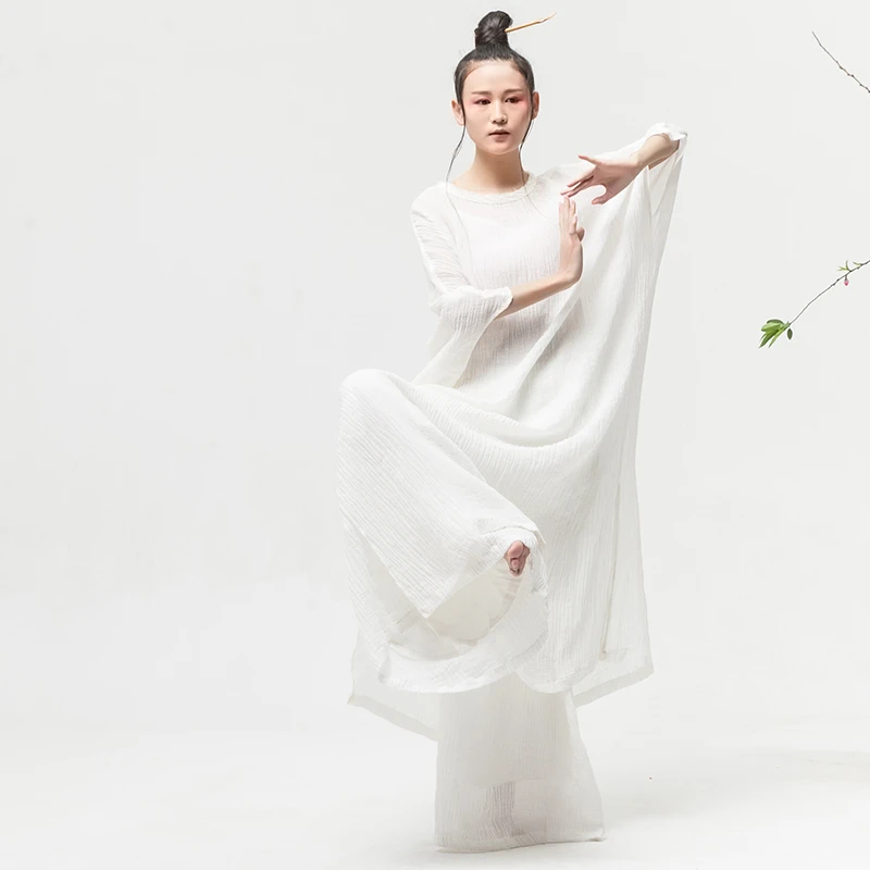 花椿詩意禅意中国风棉麻连衣裙宽松大码女装禅舞服女导师推荐