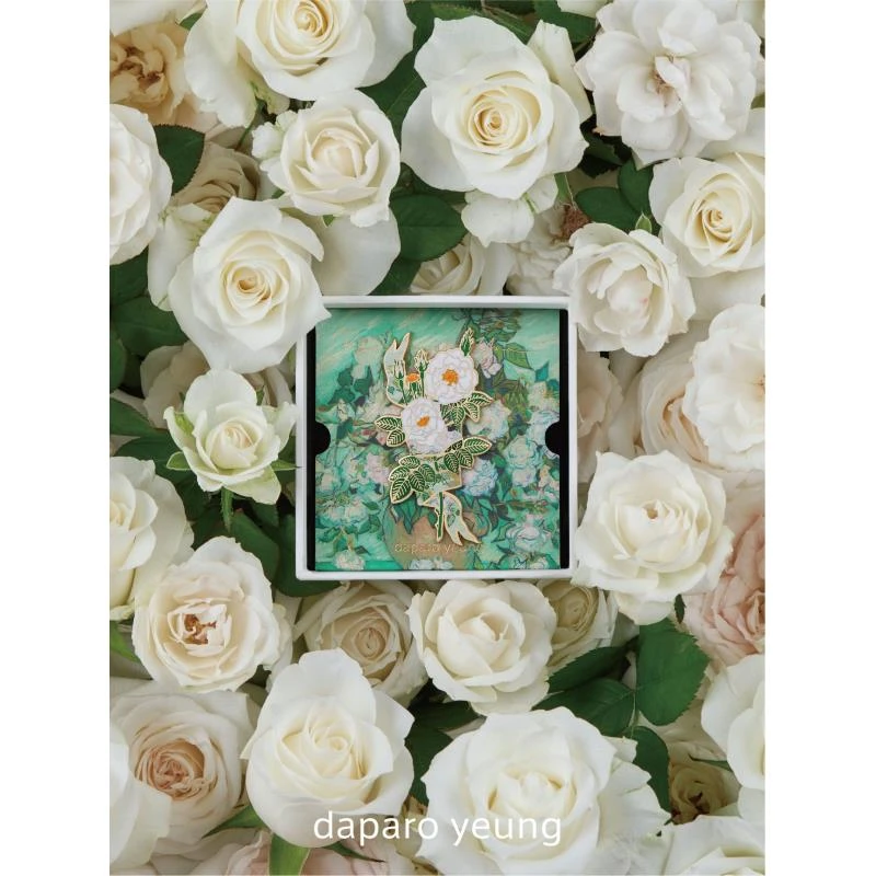 daparo梵高的白蔷薇玫瑰胸针女男设计师原创情侣徽章别针小众胸花